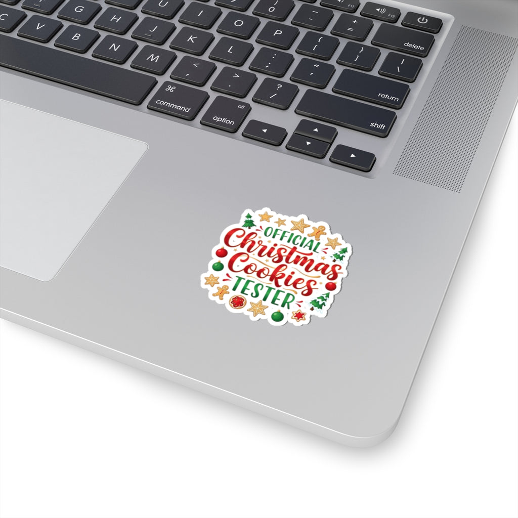 Official Christmas Cookies Tester Sticker - Festive Holiday Kiss-Cut Decal