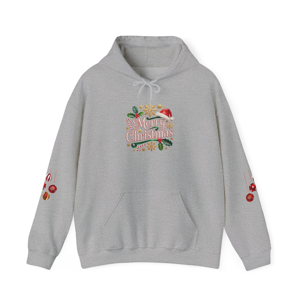Christmas Hoodie - 'Merry Christmas' Festive Holiday Santa Hat & Holly Pullover