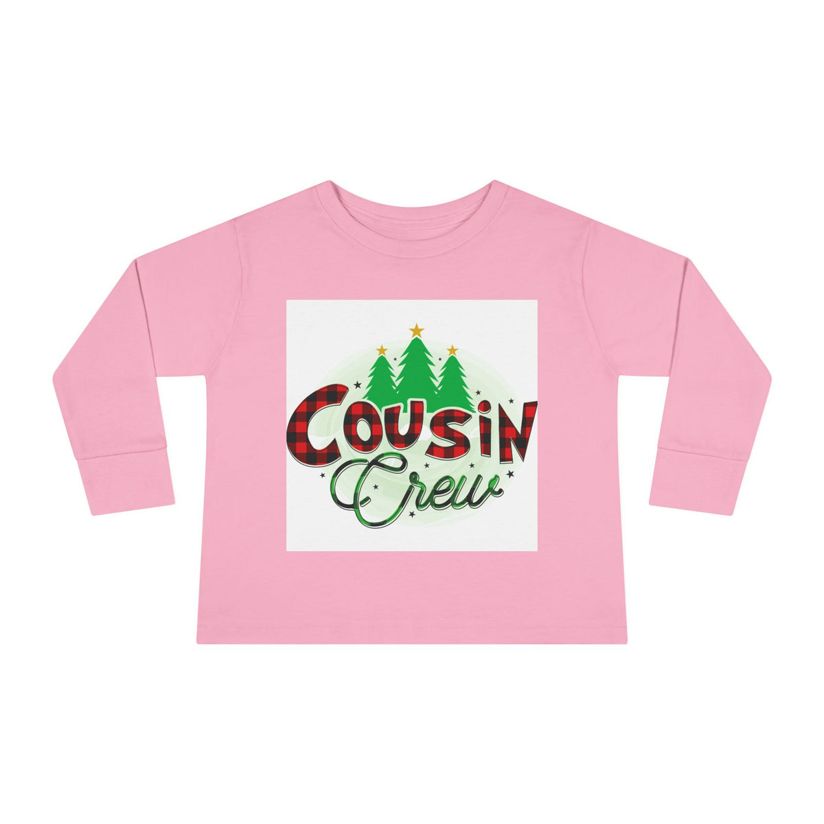 Cousin Crew Toddler Long Sleeve Tee — Christmas Plaid Holiday Shirt for Kids