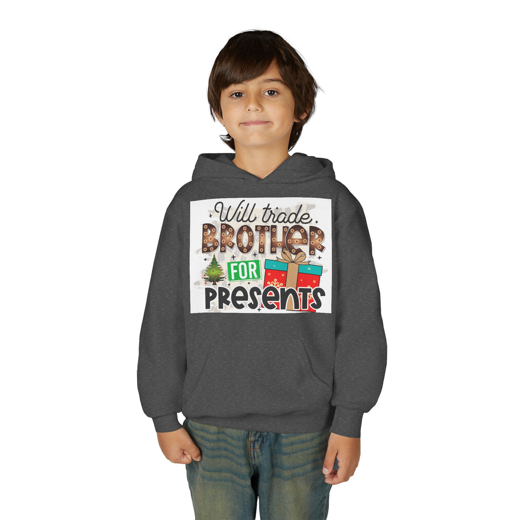 Kid’s Christmas Hoodie - "Will Trade Brother for Presents" Holiday Sweatshirt