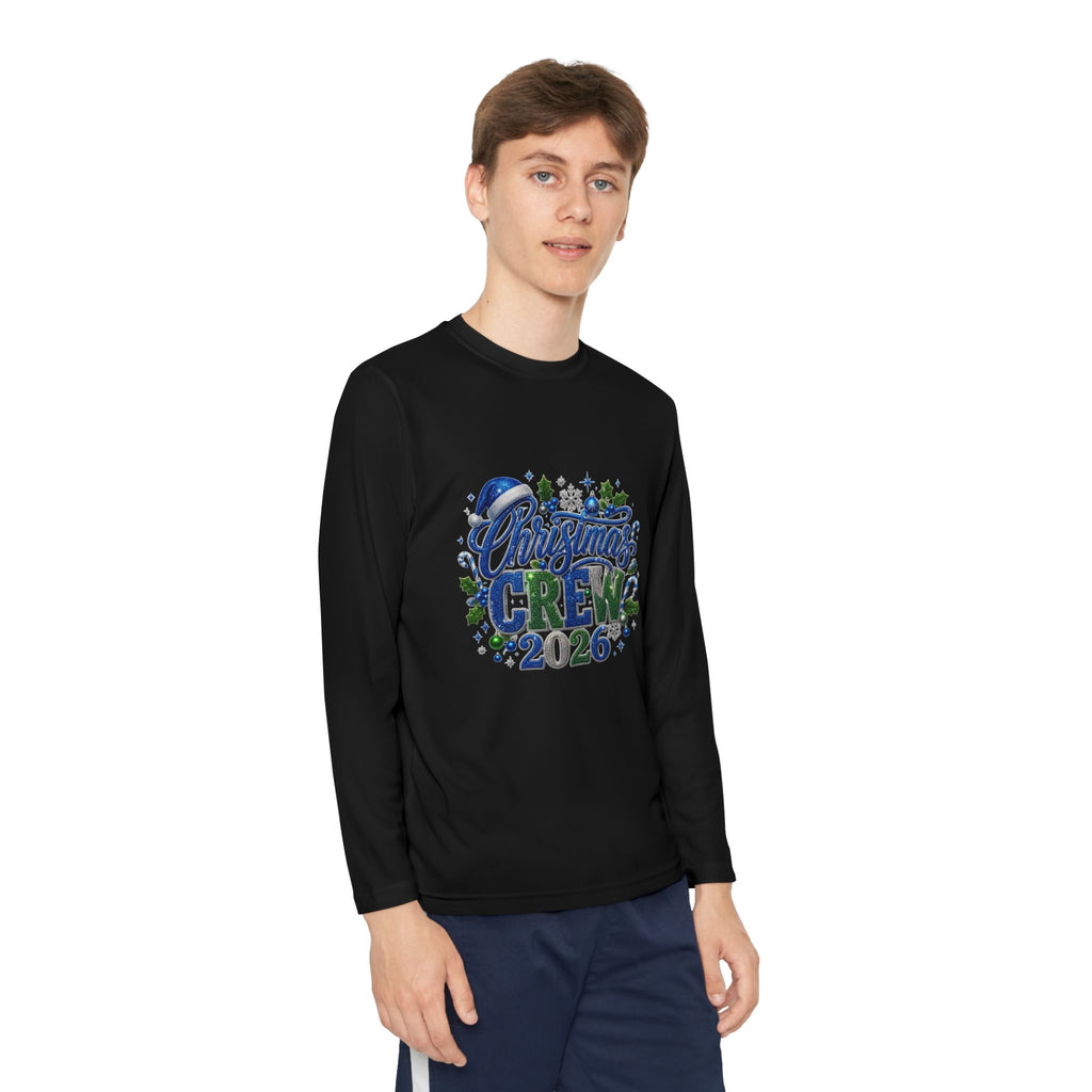 Youth Long Sleeve Tee — "Christmas Crew 2026" Holiday Shirt