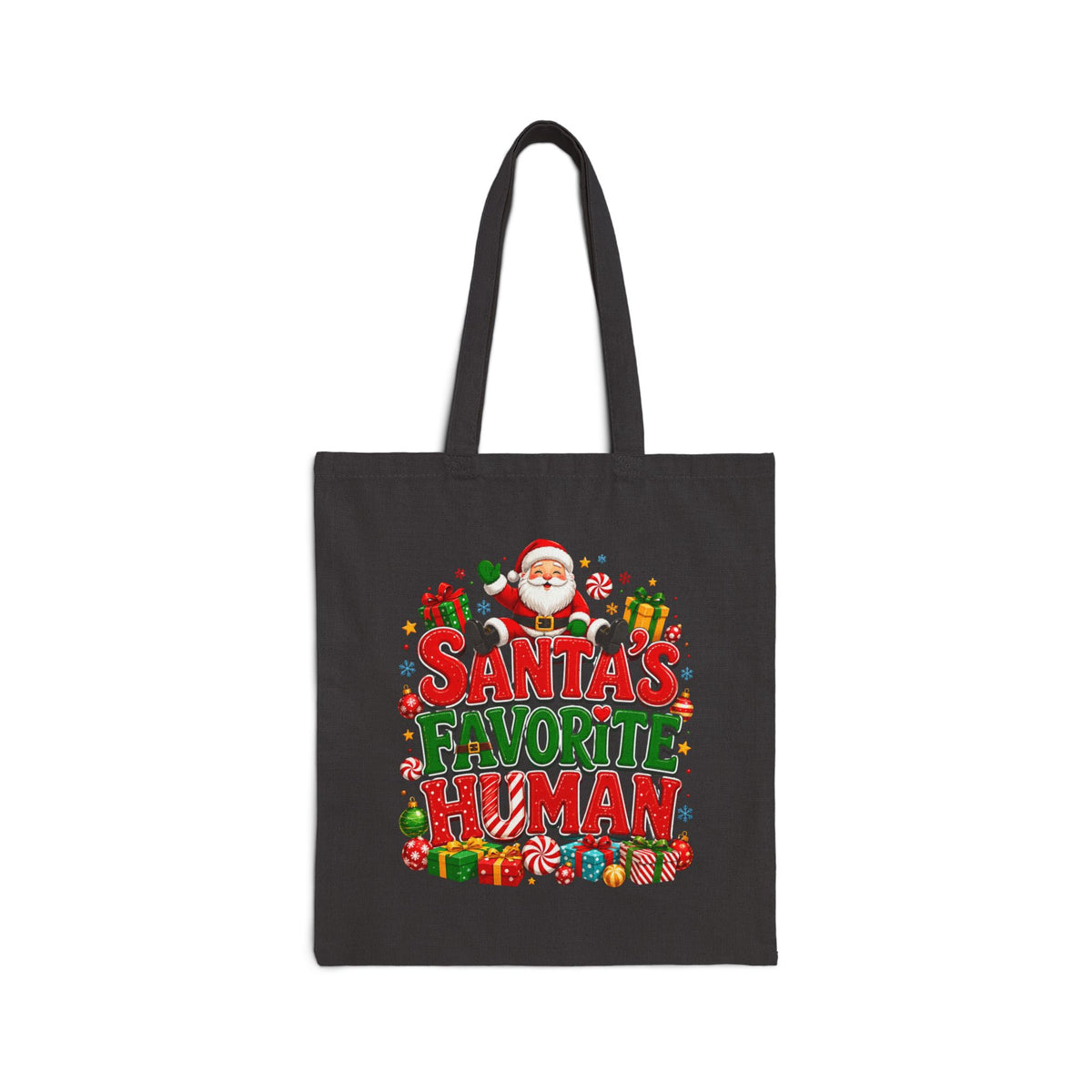 Santa's Favorite Human Canvas Tote Bag – Holiday Christmas Gift Tote