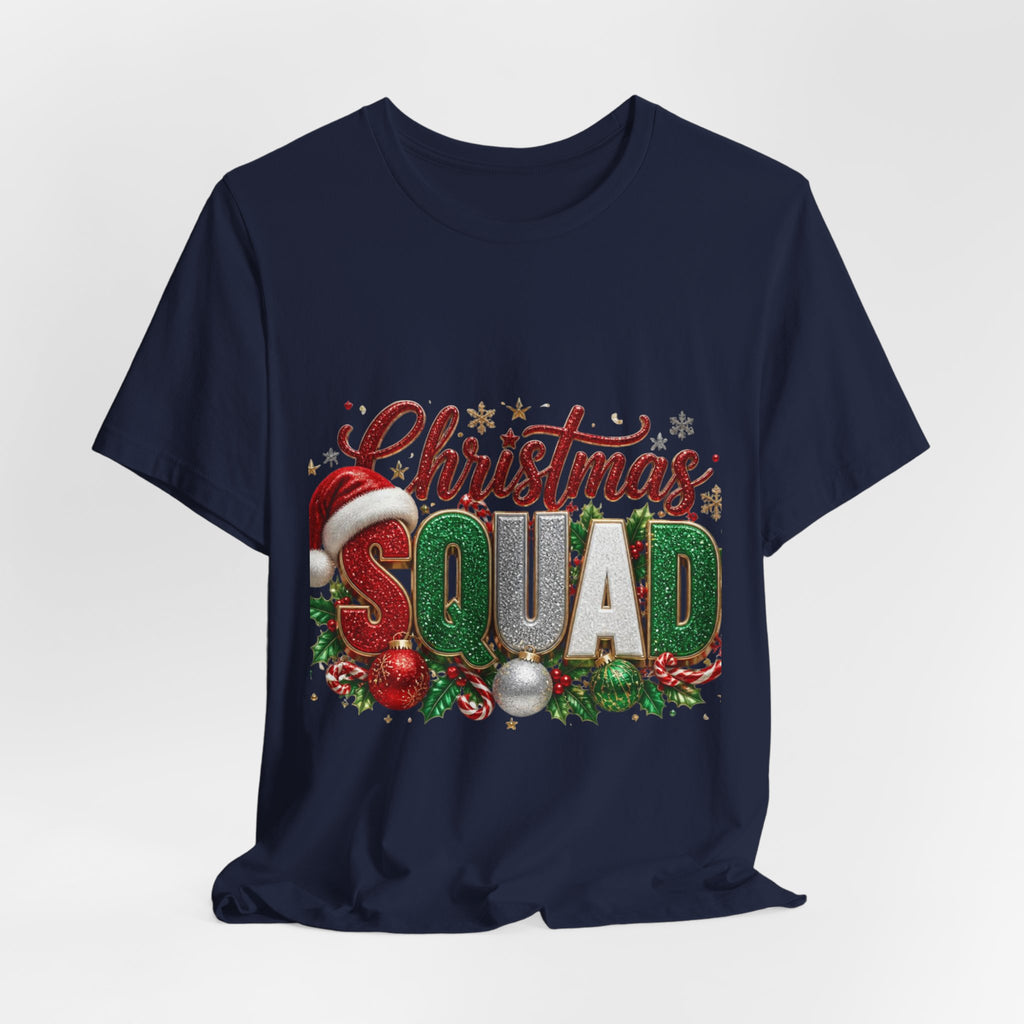 Christmas Squad T-Shirt – Festive Holiday Tee with Santa Hat & Ornaments