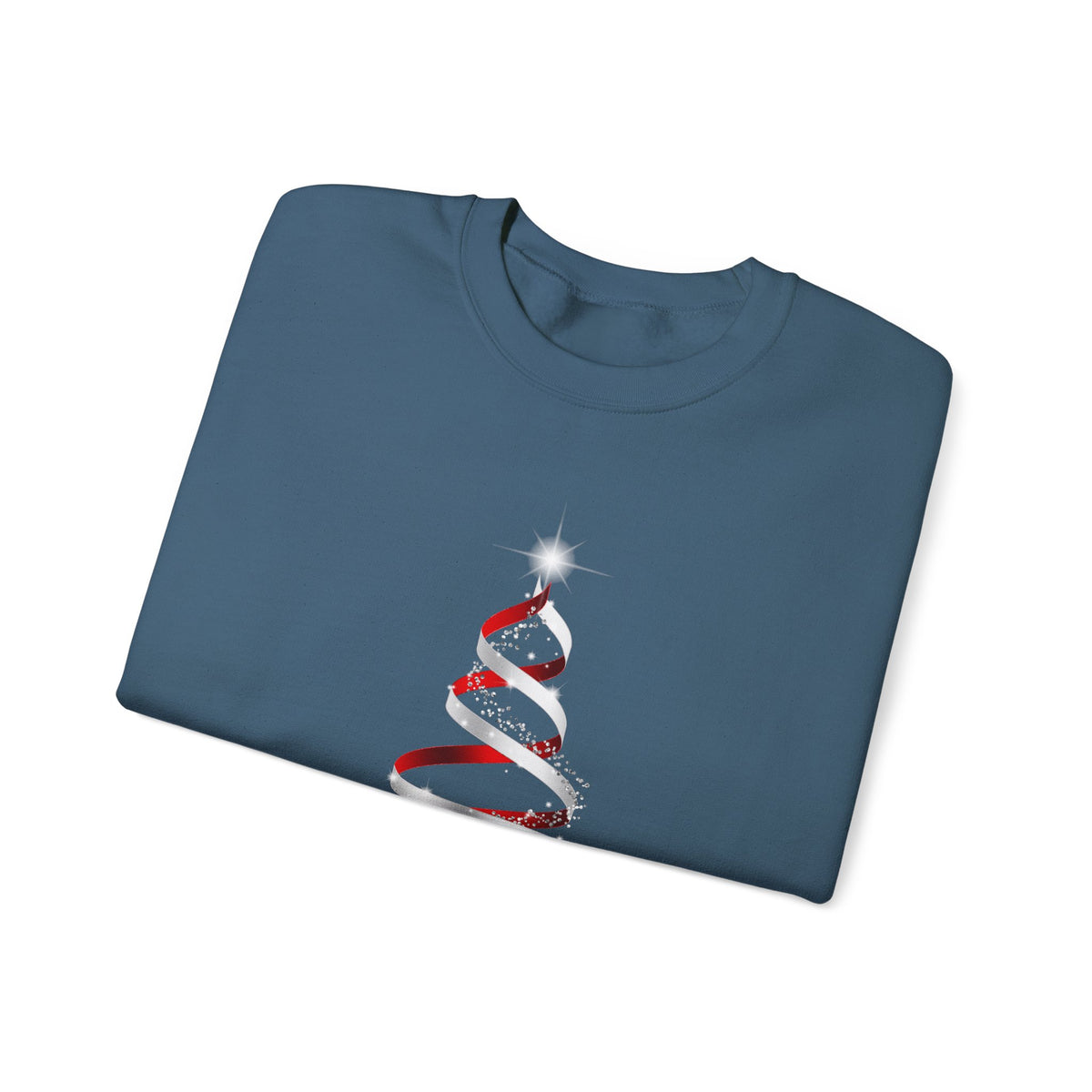 Minimal Red Ribbon Christmas Tree Sweatshirt