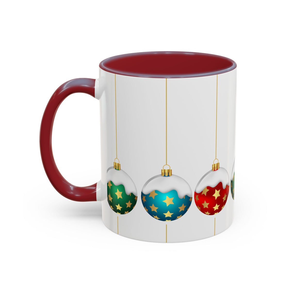 Holiday Ornament Accent Coffee Mug — Festive Christmas Baubles (11/15oz)