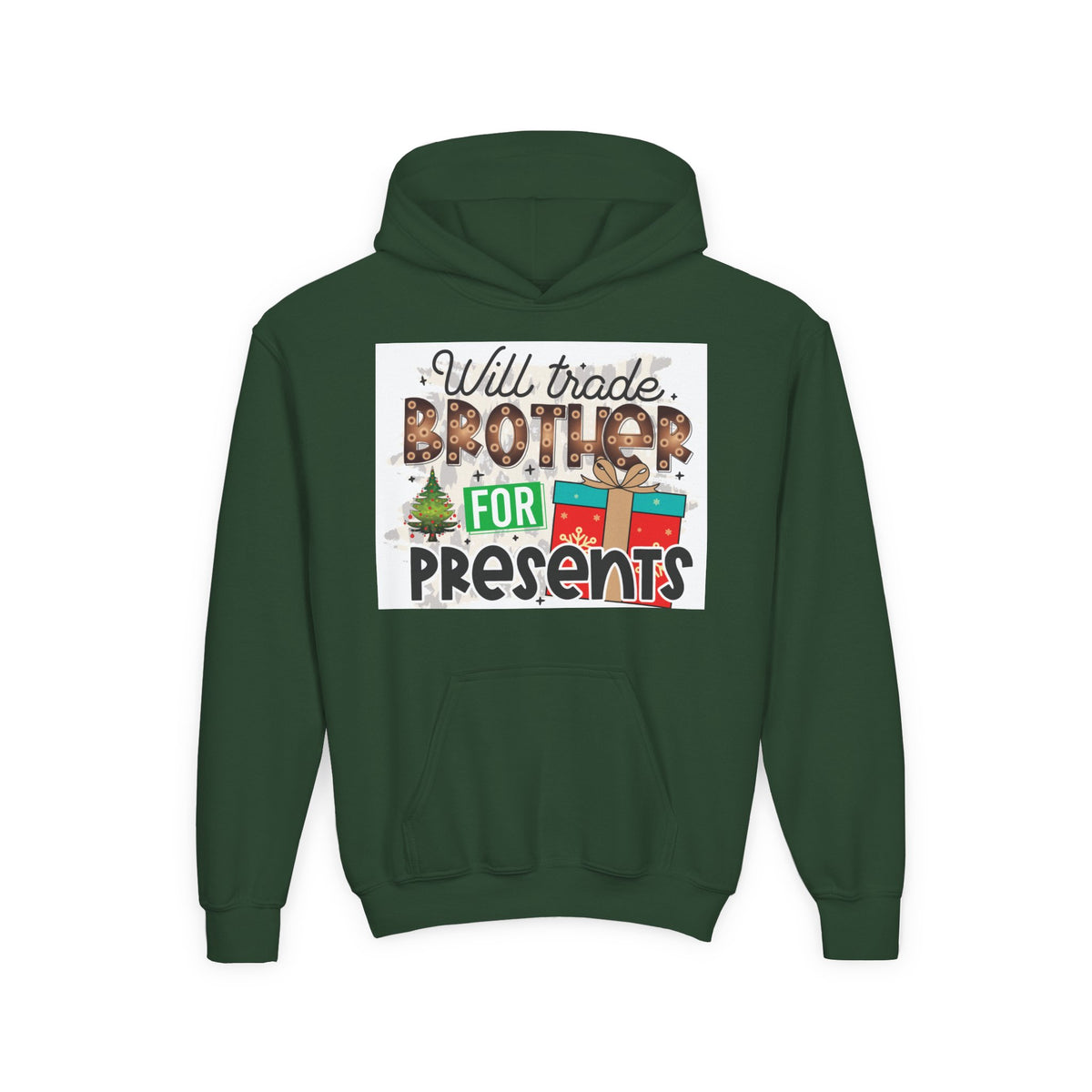 Kid’s Christmas Hoodie - "Will Trade Brother for Presents" Holiday Sweatshirt