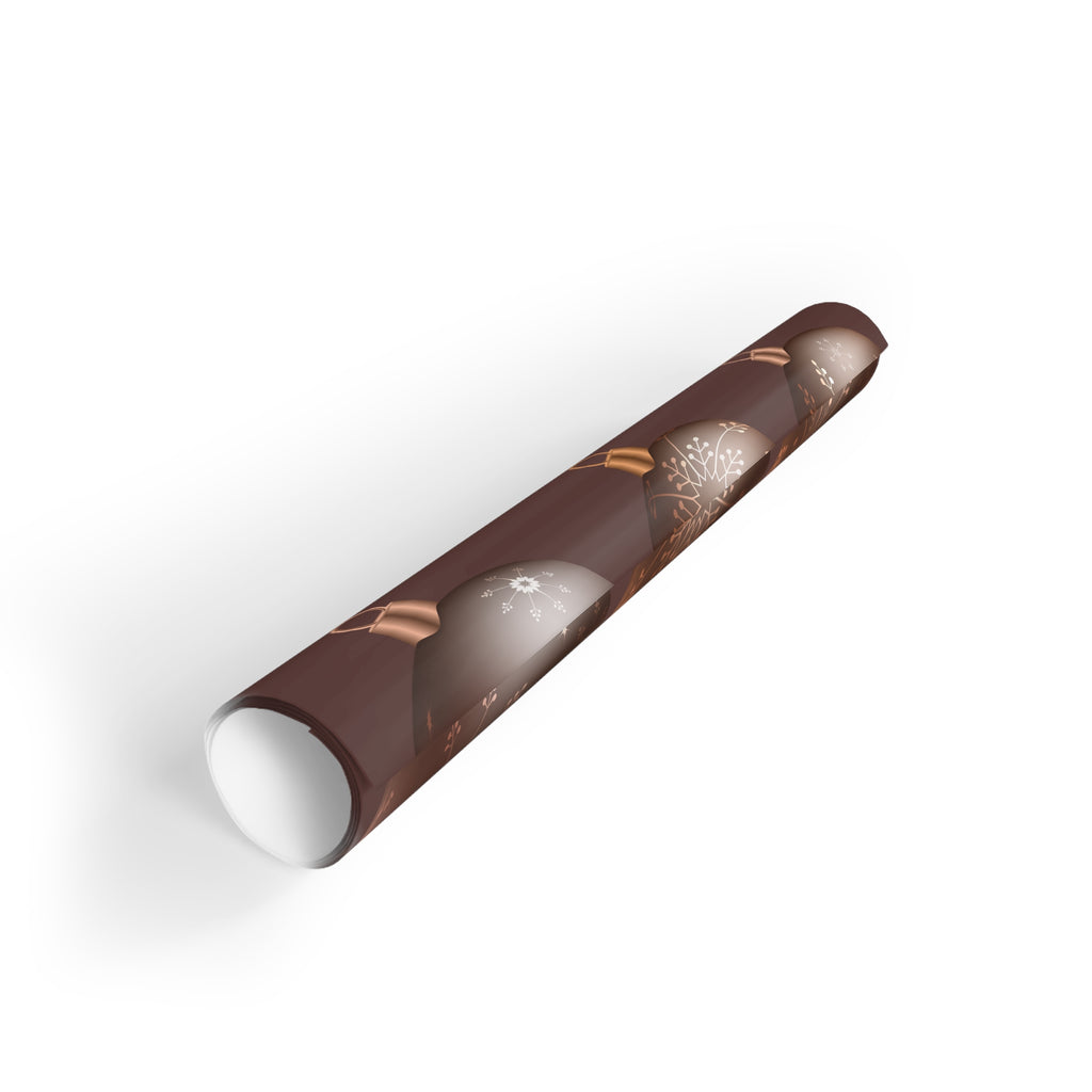 Christmas Ornament Wrapping Paper Roll — Brown Bauble Gift Wrap