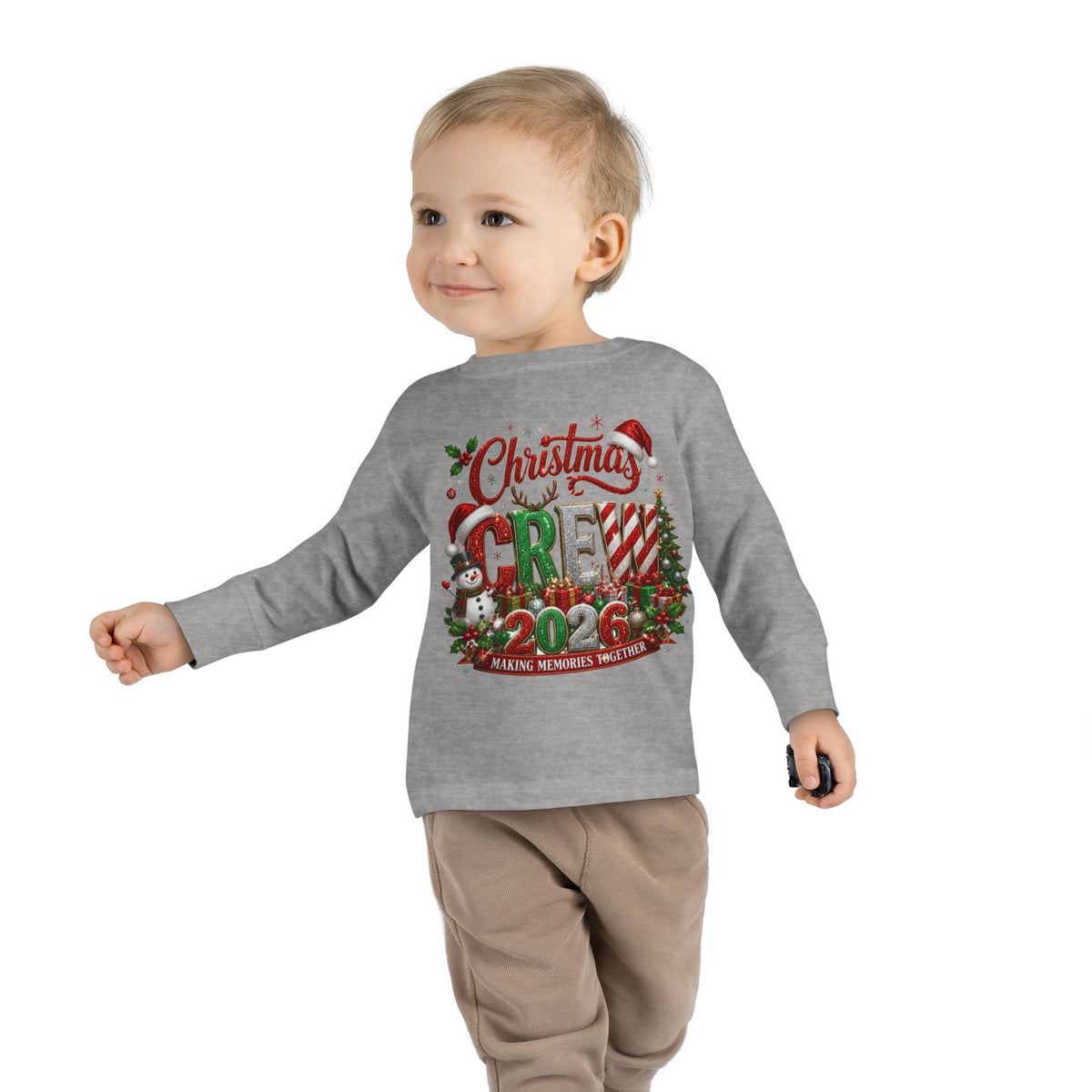Toddler Long Sleeve Tee — "Christmas Crew 2026" Holiday Shirt