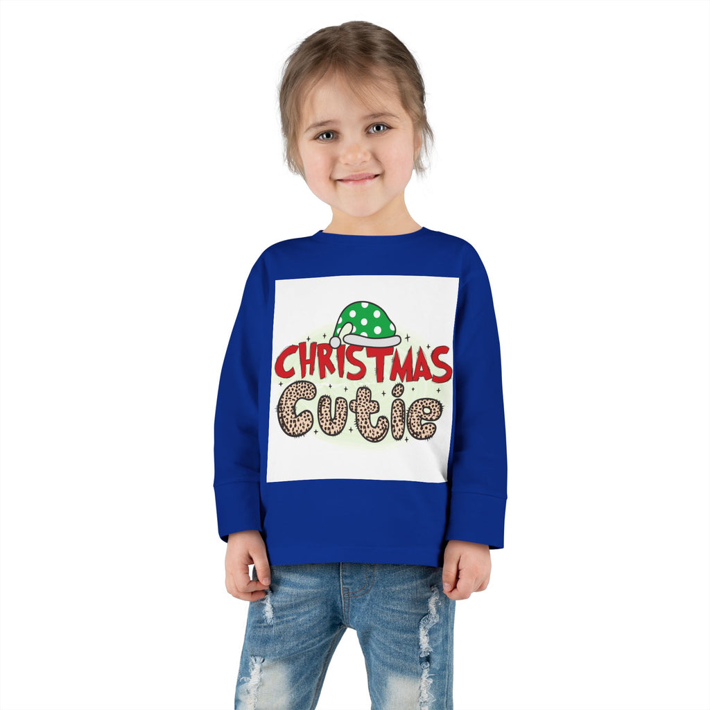 Toddler Long Sleeve Tee — "Christmas Cutie" Holiday Shirt