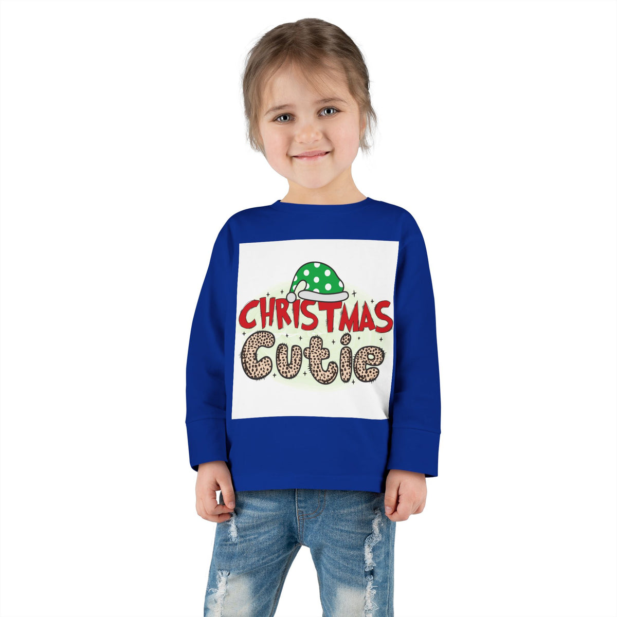 Toddler Long Sleeve Tee — "Christmas Cutie" Holiday Shirt