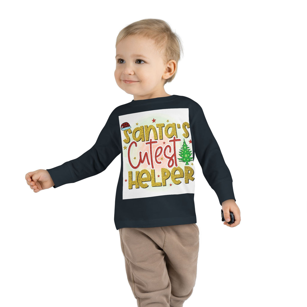 Santa's Cutest Helper Toddler Long Sleeve Tee