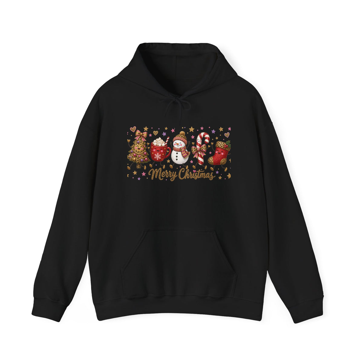 Christmas Cookie Characters Hoodie - "Merry Christmas" Holiday Sweatshirt