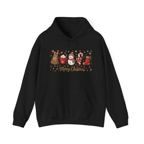 Christmas Cookie Characters Hoodie - "Merry Christmas" Holiday Sweatshirt