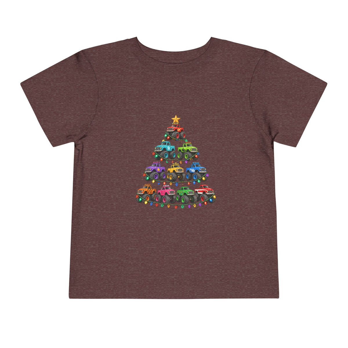 Toddler Tee — Colorful Monster Truck Christmas Tree Holiday Shirt