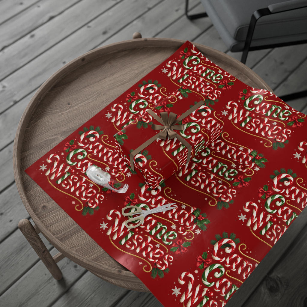 Candy Cane Wishes Wrapping Paper – Festive Holiday Gift Wrap