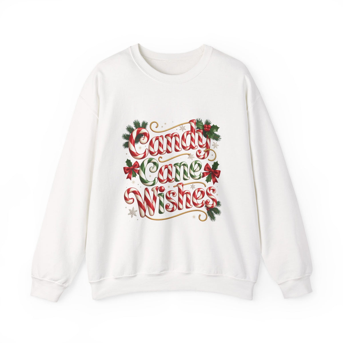 Crewneck Sweatshirt - "Candy Cane Wishes" Festive Holiday Sweater