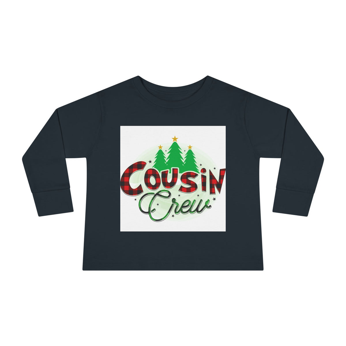 Cousin Crew Toddler Long Sleeve Tee — Christmas Plaid Holiday Shirt for Kids
