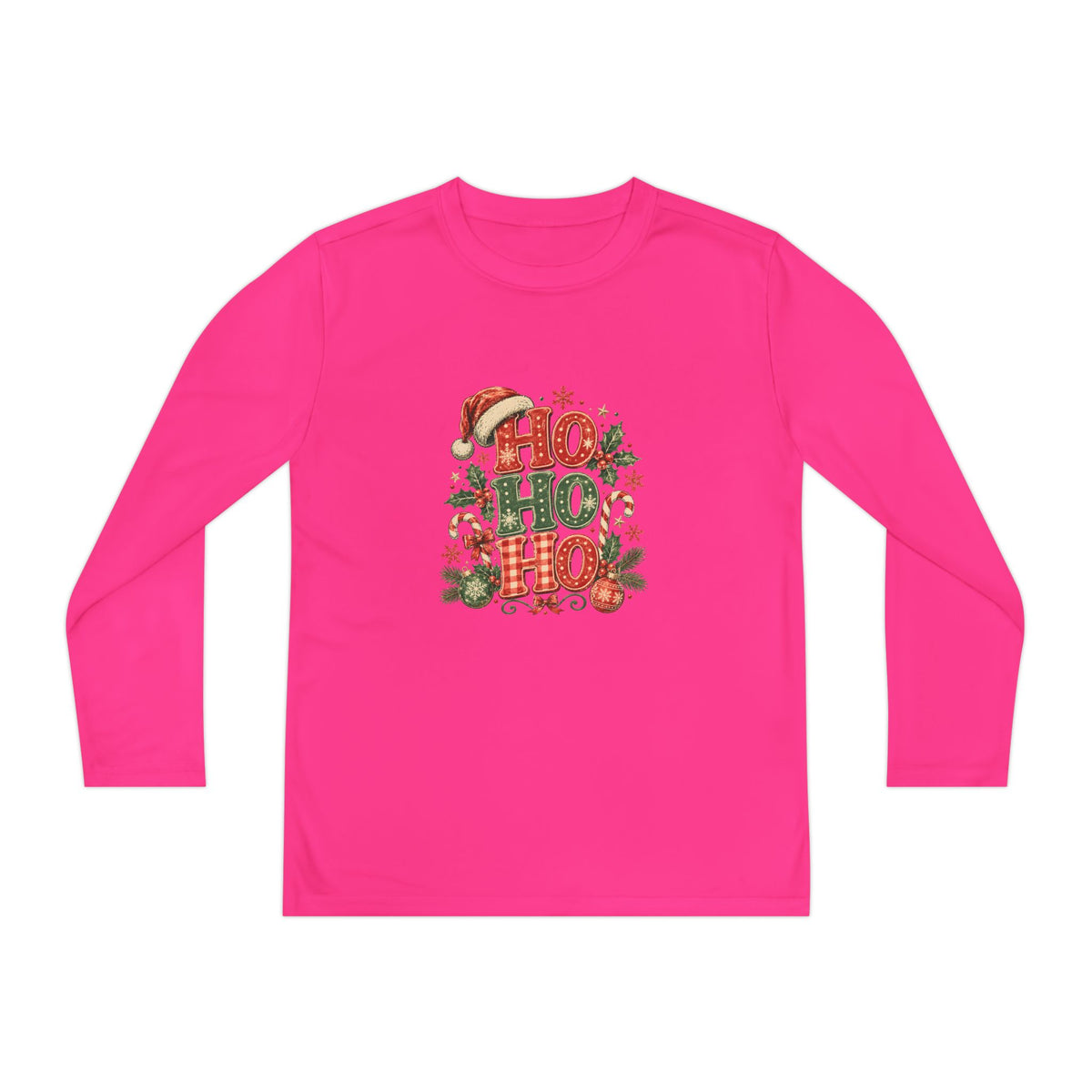 Kids Christmas Long Sleeve Tee — 'Ho Ho Ho' Holiday Graphic