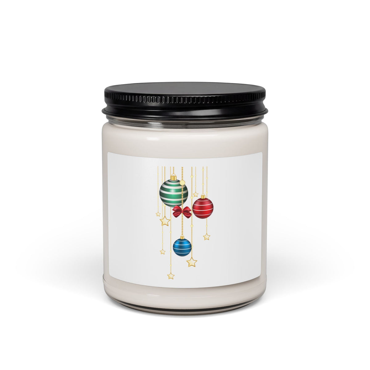 Holiday Ornament Soy Candle — 9oz Scented Christmas Candle with Red & Green Bauble Design