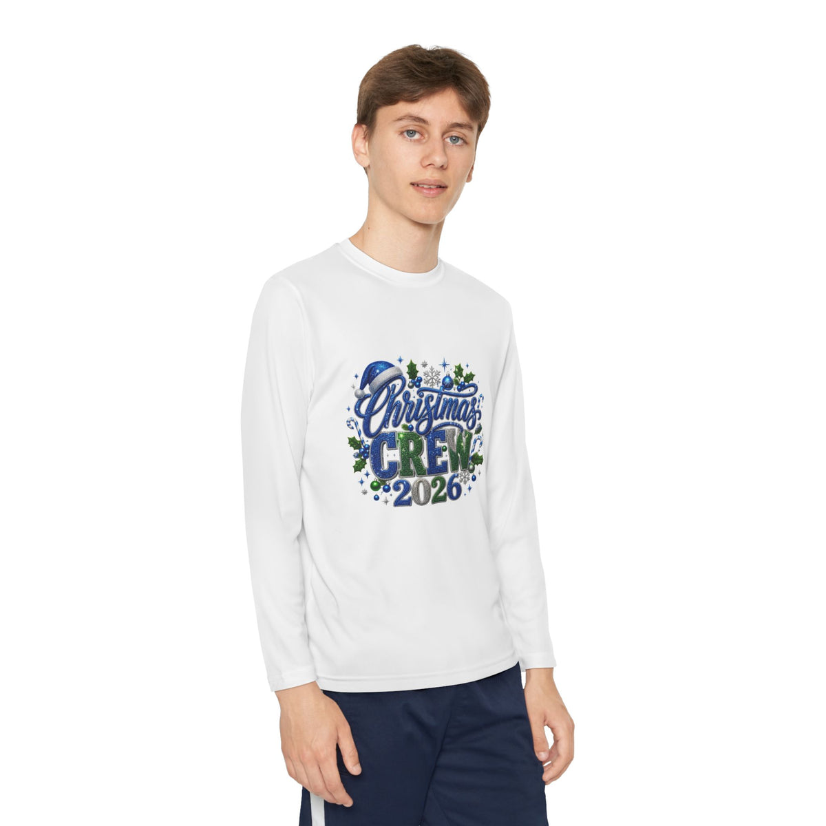 Youth Long Sleeve Tee — "Christmas Crew 2026" Holiday Shirt