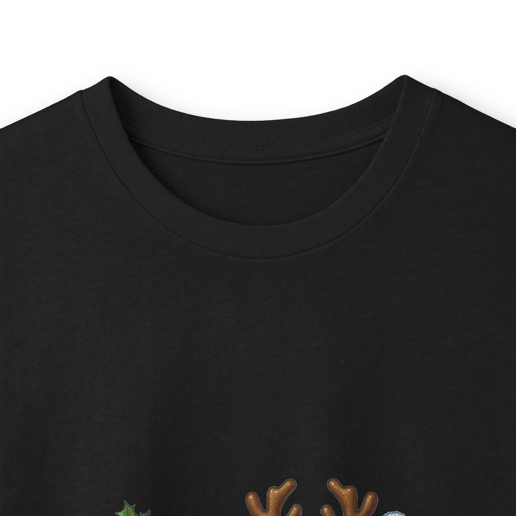 Long Sleeve Tee - Christmas Pickle Family with Santa Hat & Reindeer Holiday Design