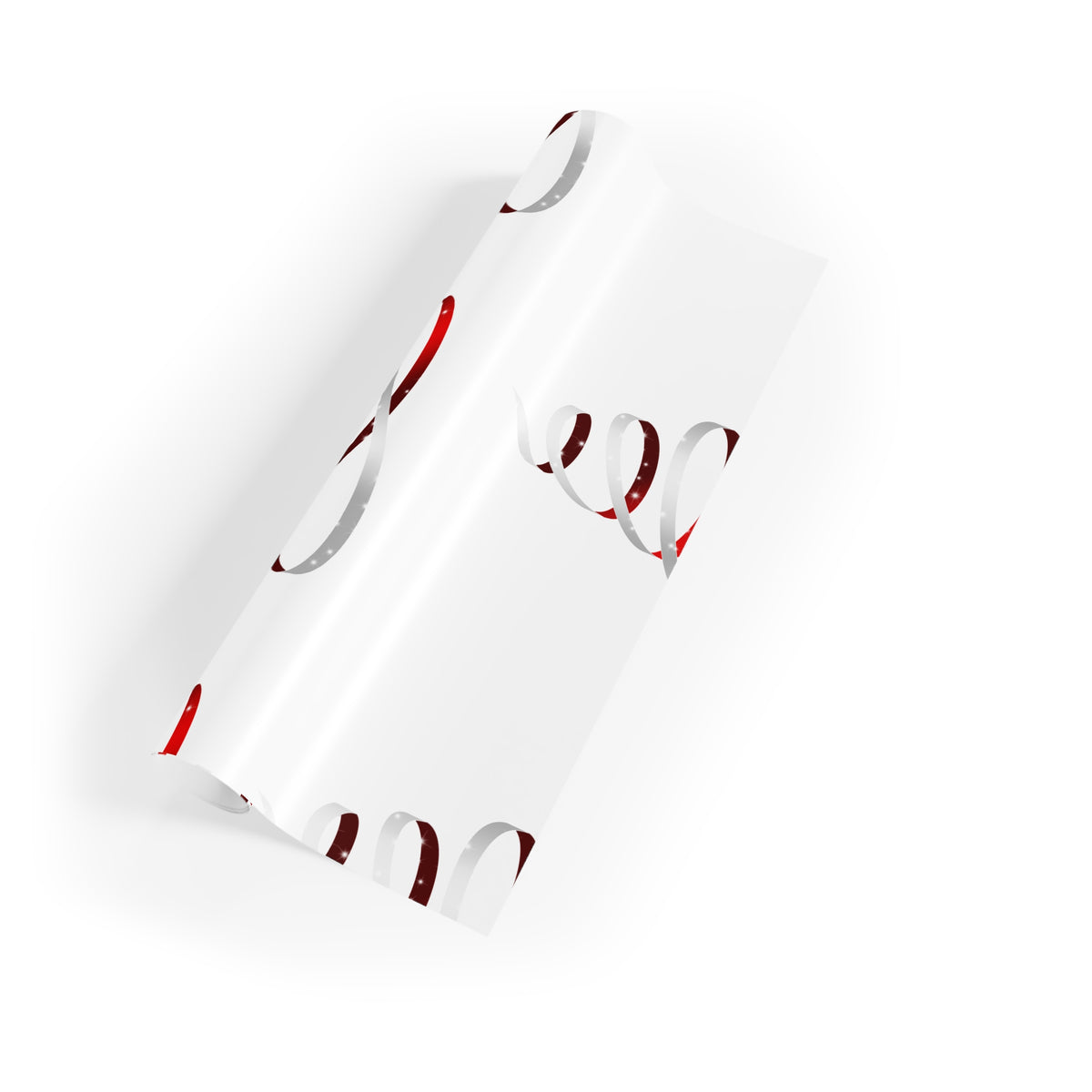 Christmas Spiral Tree Wrapping Paper Roll — Red & Silver Holiday Gift Wrap