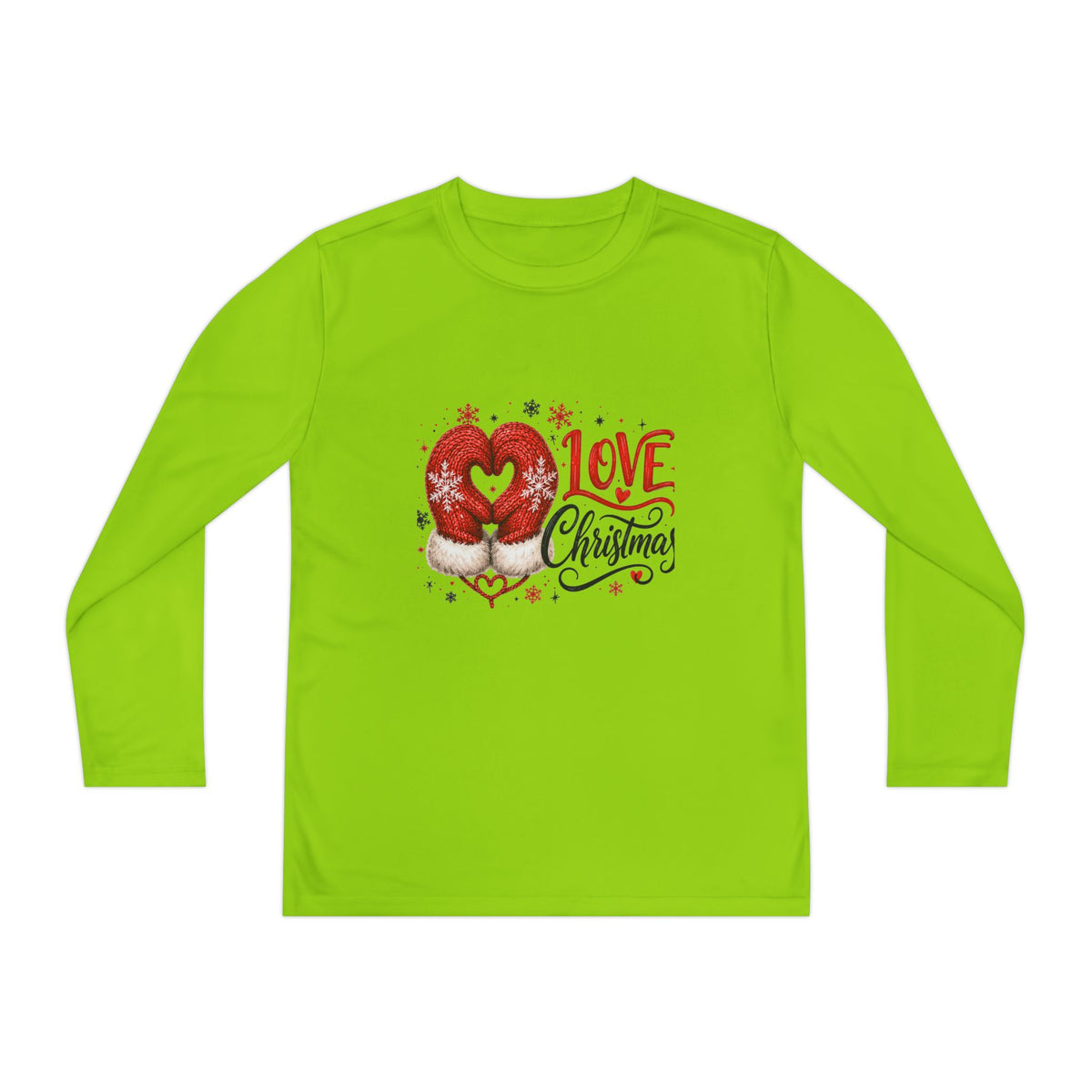Youth Long Sleeve Tee - "Love Christmas" Festive Heart Gnome Design
