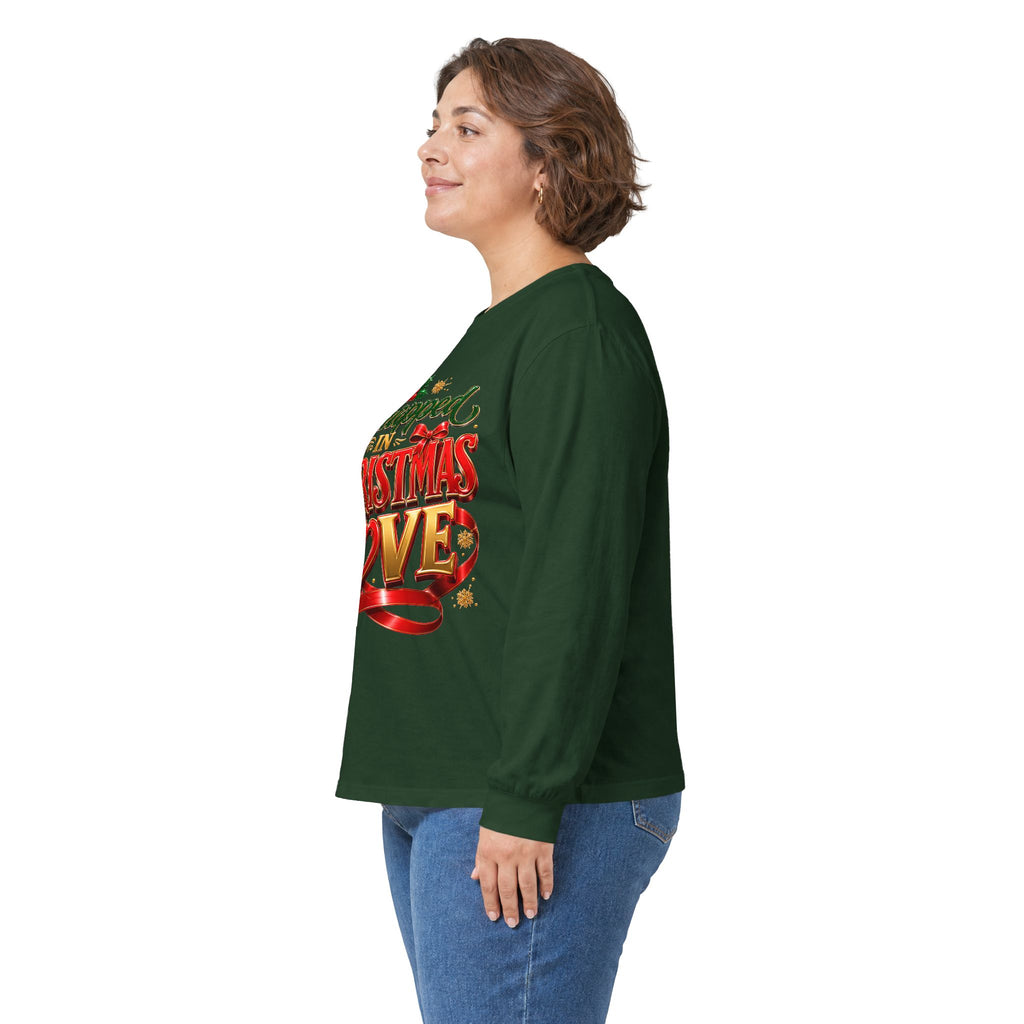 Long Sleeve Tee — "Wrapped in Christmas Love" Holiday Graphic Shirt
