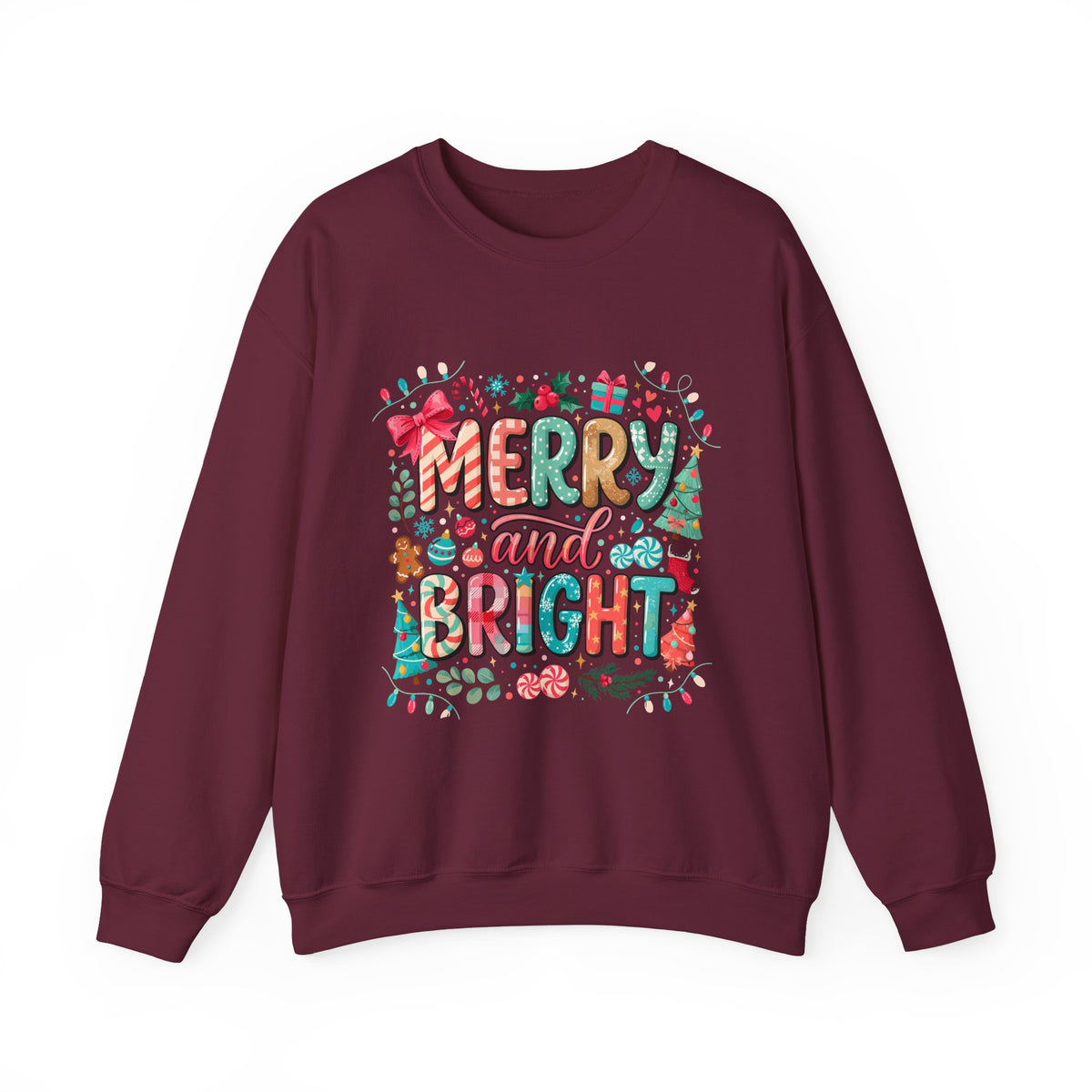 Merry and Bright Sweatshirt — Christmas Holiday Crewneck