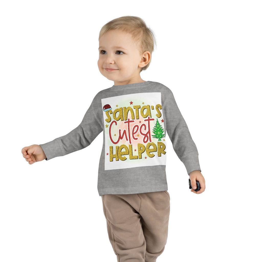 Santa's Cutest Helper Toddler Long Sleeve Tee