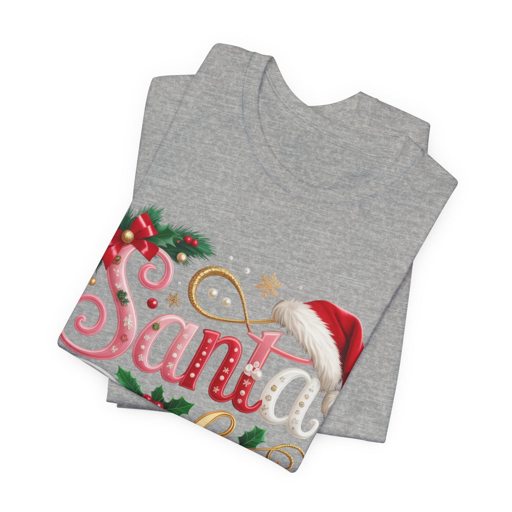 Santa Baby Christmas T-Shirt – Festive Holiday Tee with Santa Hat & Holly