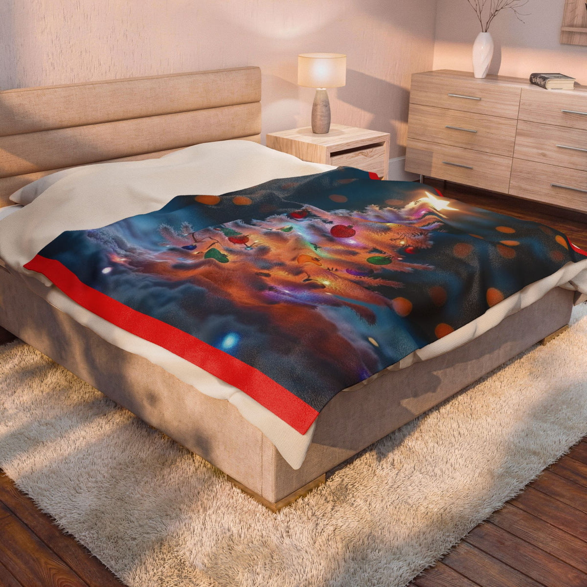 Glowing Christmas Tree Velveteen Plush Blanket