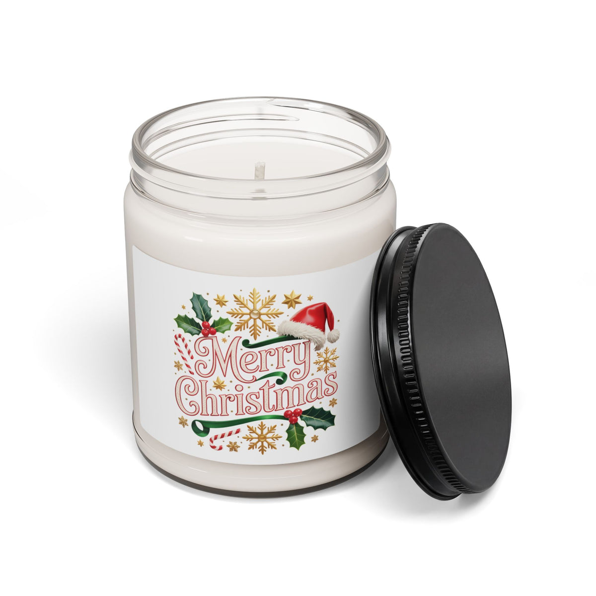 Merry Christmas Scented Soy Candle — 9oz Holiday Jar Candle (Warm Winter Spice)