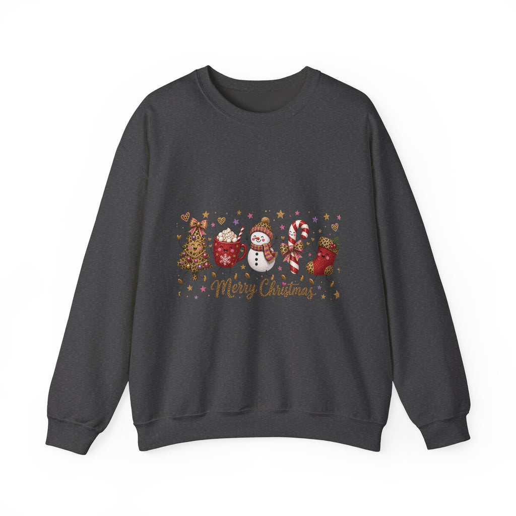 Christmas Crewneck Sweatshirt – Cute Festive Icons & "Merry Christmas" Design