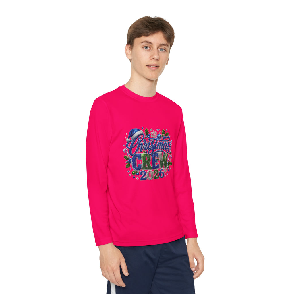 Youth Long Sleeve Tee — "Christmas Crew 2026" Holiday Shirt