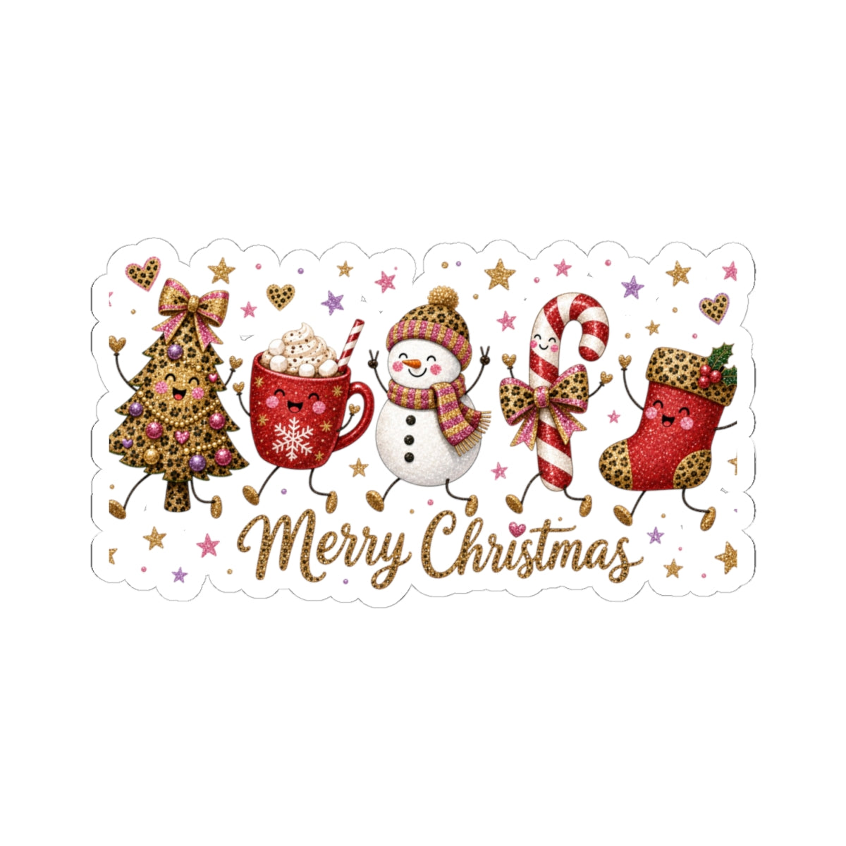 Merry Christmas Cute Holiday Stickers — Kiss-Cut Sticker Sheet