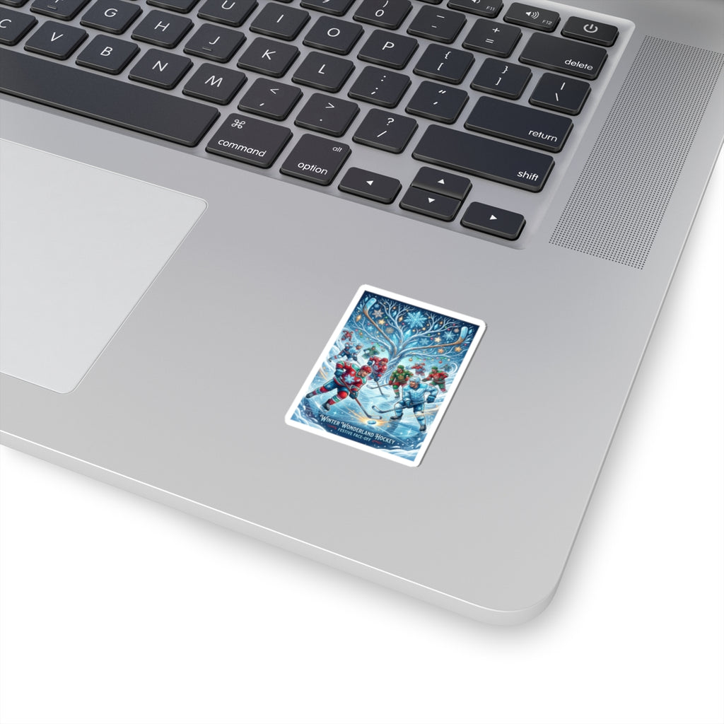 Winter Wonderland Hockey Sticker — Festive Face-Off Kiss-Cut Sticker