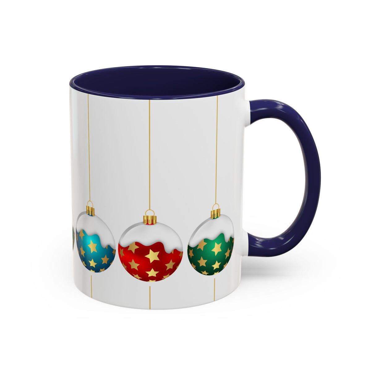 Holiday Ornament Accent Coffee Mug — Festive Christmas Baubles (11/15oz)