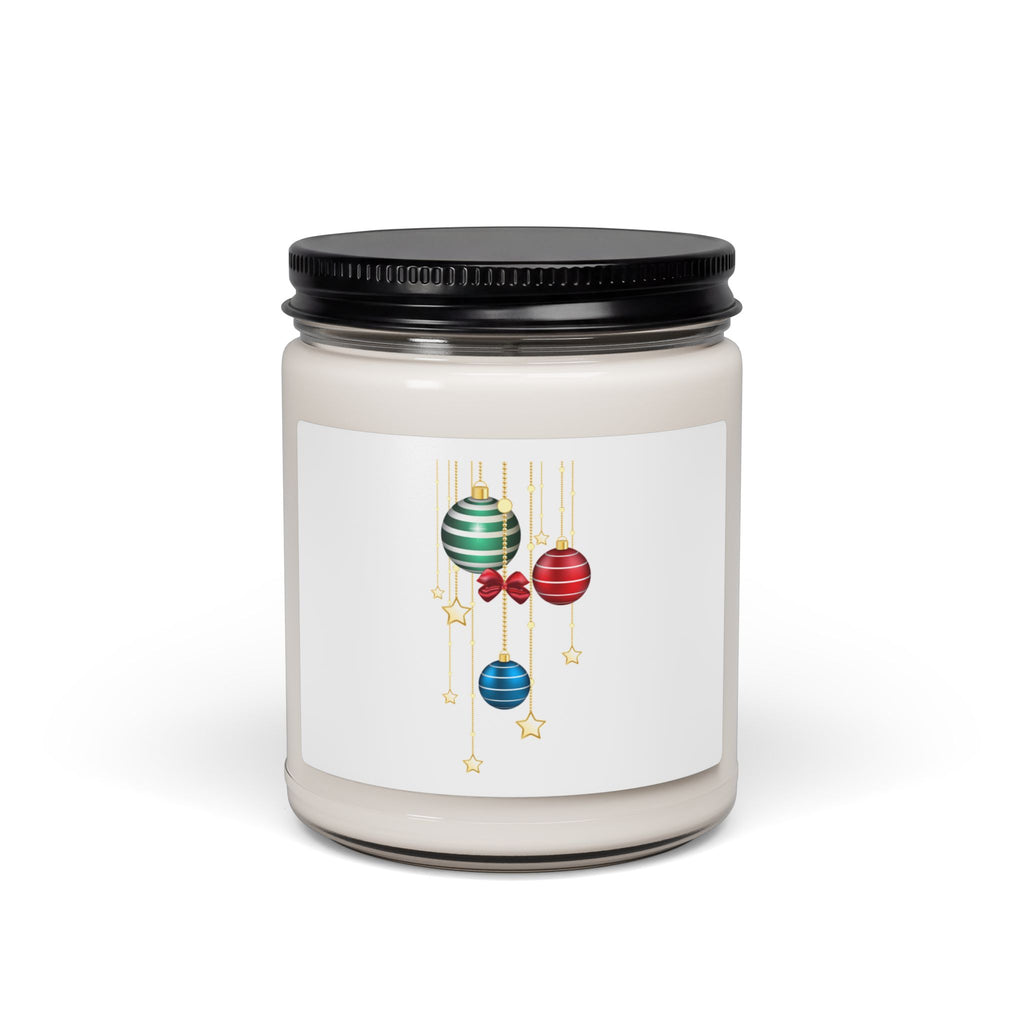 Holiday Ornament Soy Candle — 9oz Scented Christmas Candle with Red & Green Bauble Design