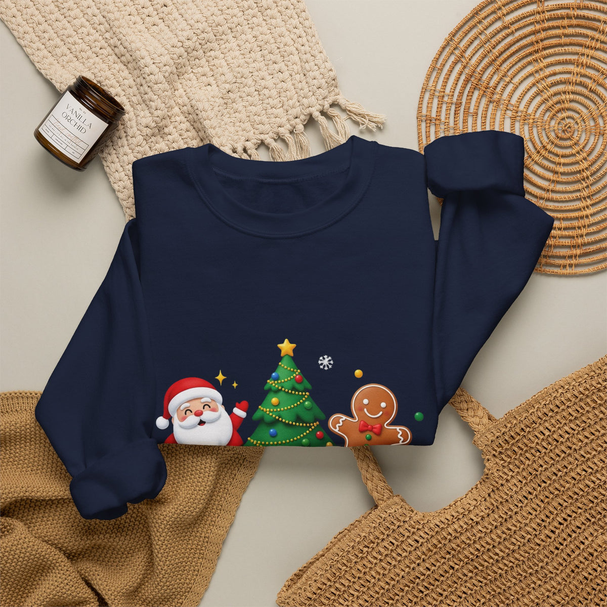 Cookie Baking Team Sweatshirt — Christmas Santa & Gingerbread Holiday Crewneck