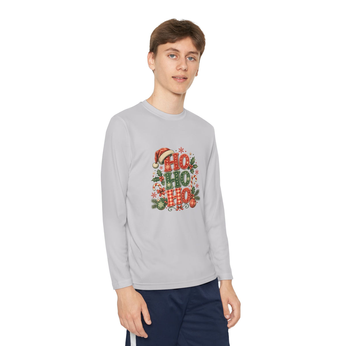 Kids Christmas Long Sleeve Tee — 'Ho Ho Ho' Holiday Graphic