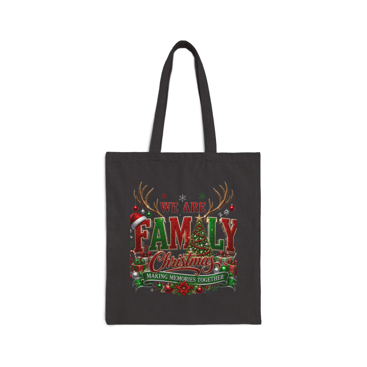 Christmas Family Tote Bag — "We Are Family" Holiday Canvas Gift Tote