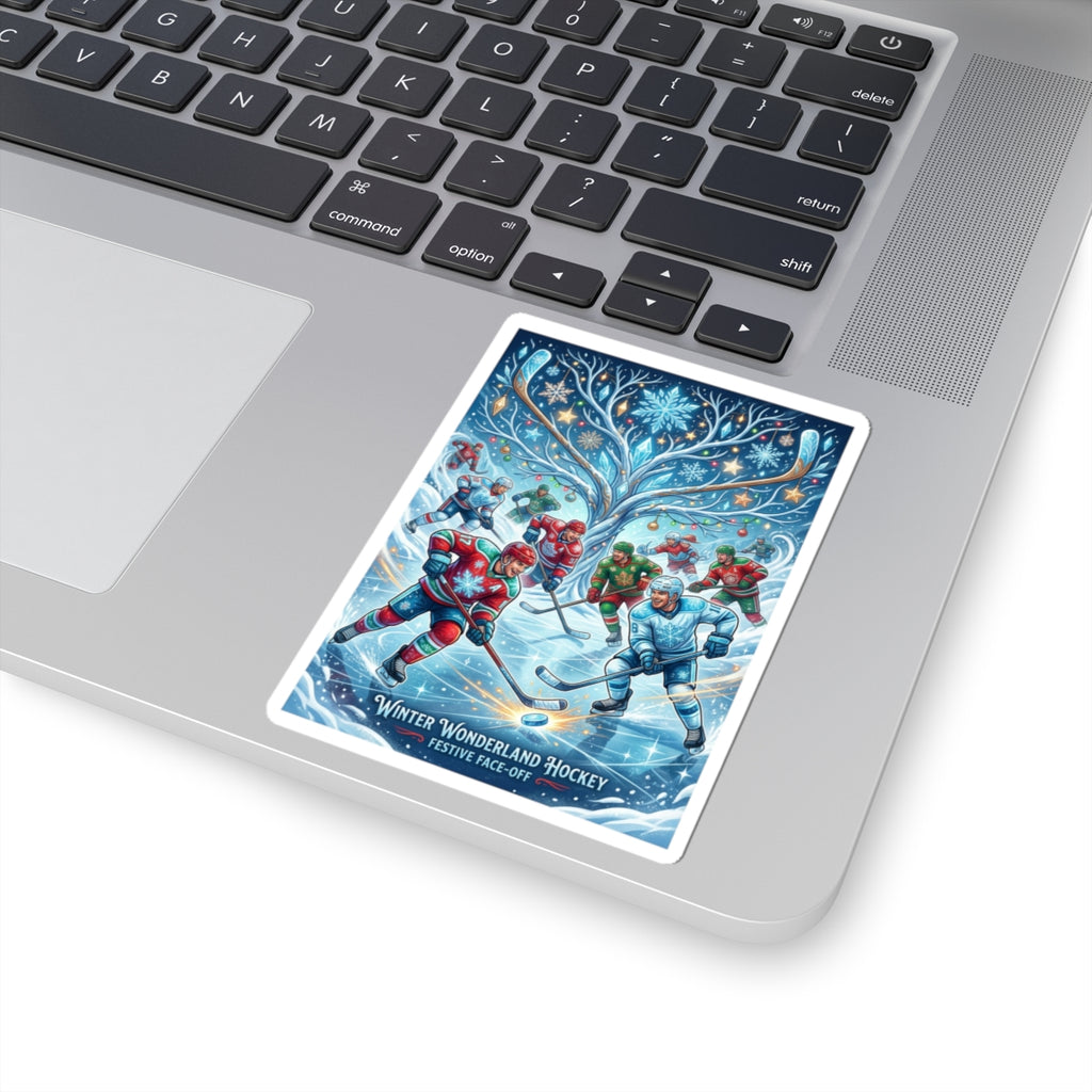Winter Wonderland Hockey Sticker — Festive Face-Off Kiss-Cut Sticker