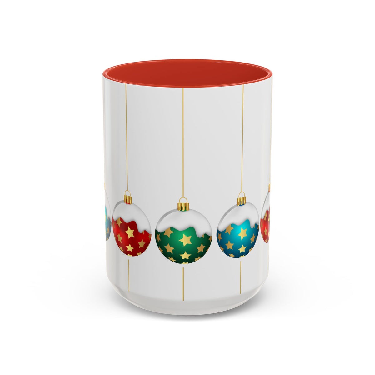Holiday Ornament Accent Coffee Mug — Festive Christmas Baubles (11/15oz)