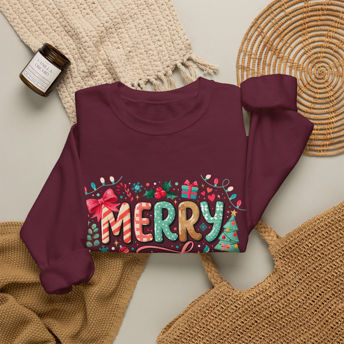 Merry and Bright Sweatshirt — Christmas Holiday Crewneck