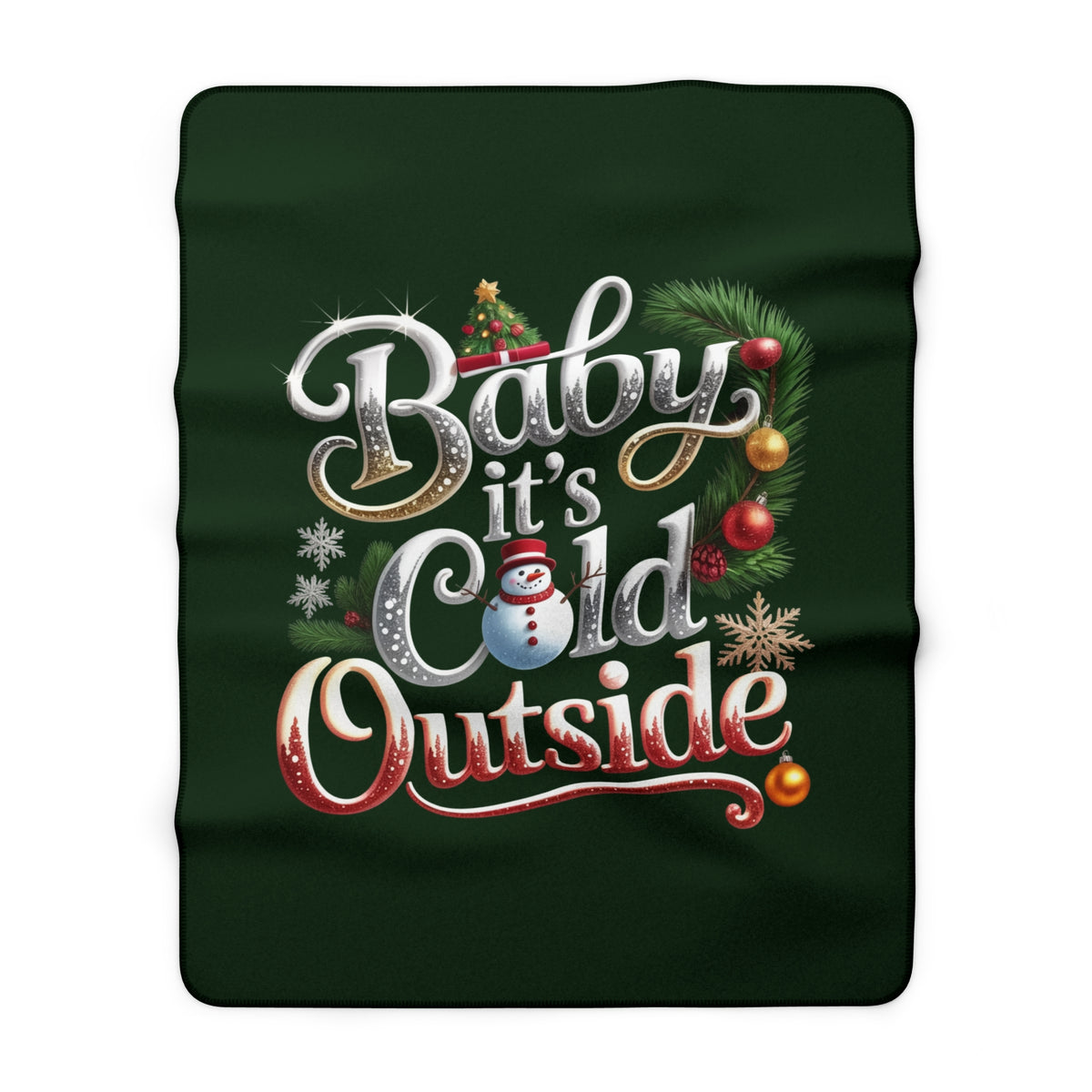 Baby It's Cold Outside Sherpa Fleece Blanket — Cozy Christmas Holiday Throw