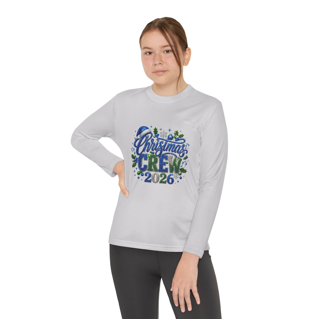 Youth Long Sleeve Tee — "Christmas Crew 2026" Holiday Shirt