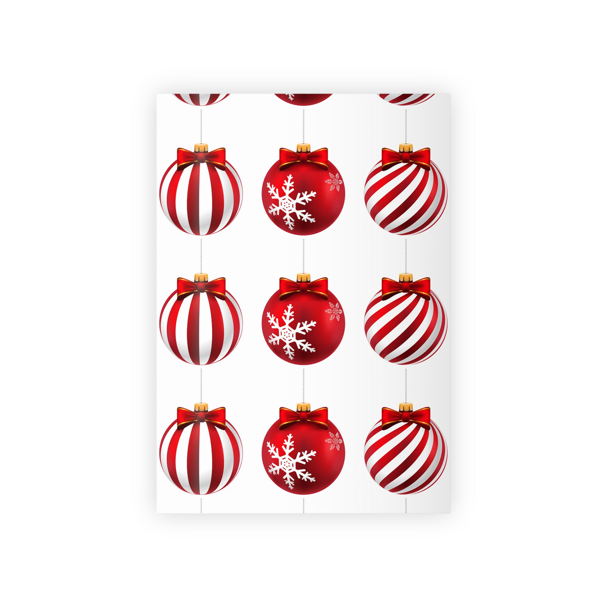 Christmas Ornament Gift Wrap Roll — Red Striped & Snowflake Bauble Wrapping Paper