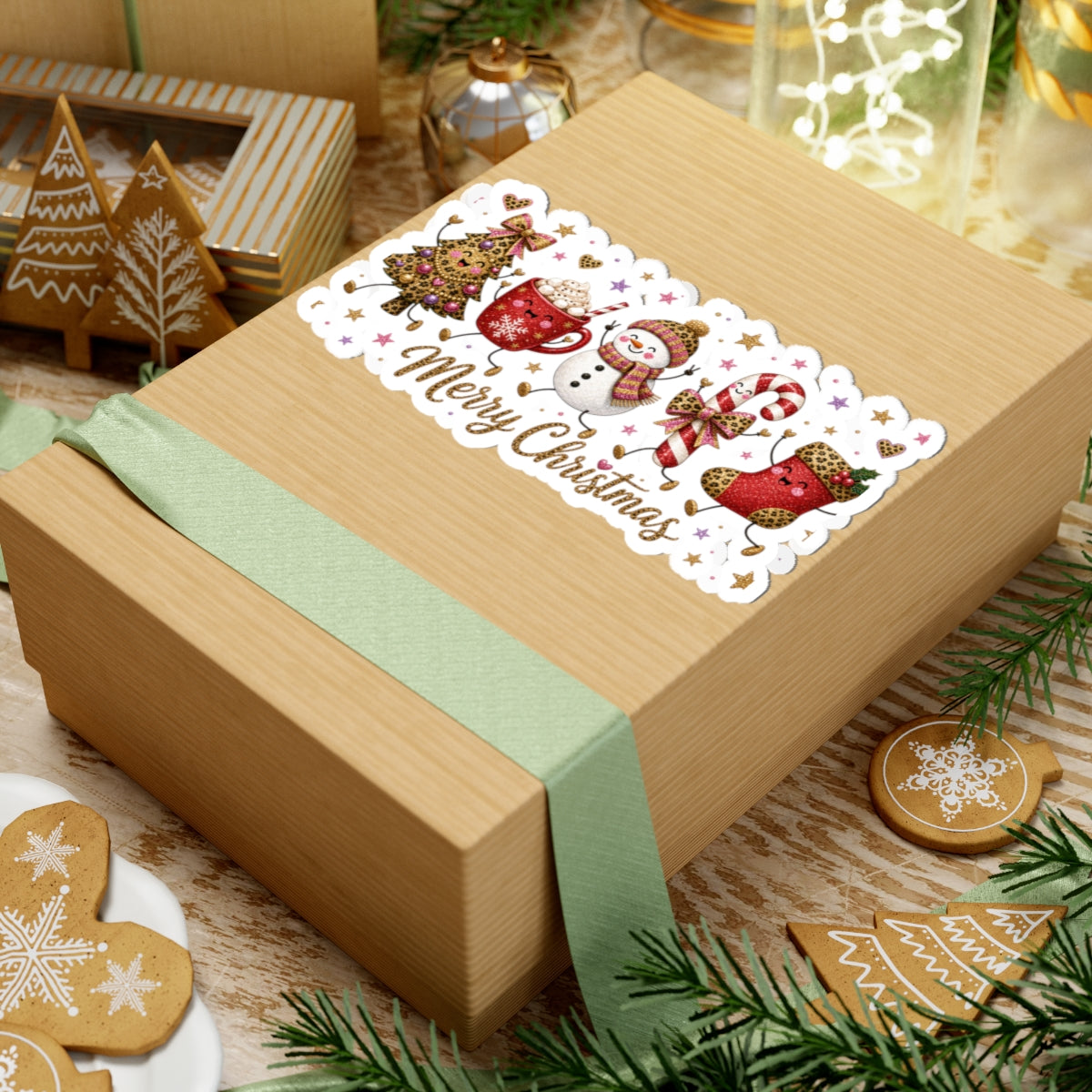 Merry Christmas Cute Holiday Stickers — Kiss-Cut Sticker Sheet
