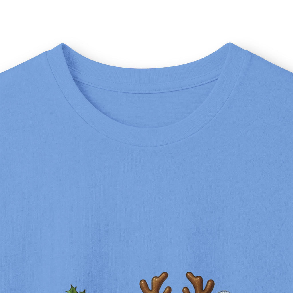 Long Sleeve Tee - Christmas Pickle Family with Santa Hat & Reindeer Holiday Design